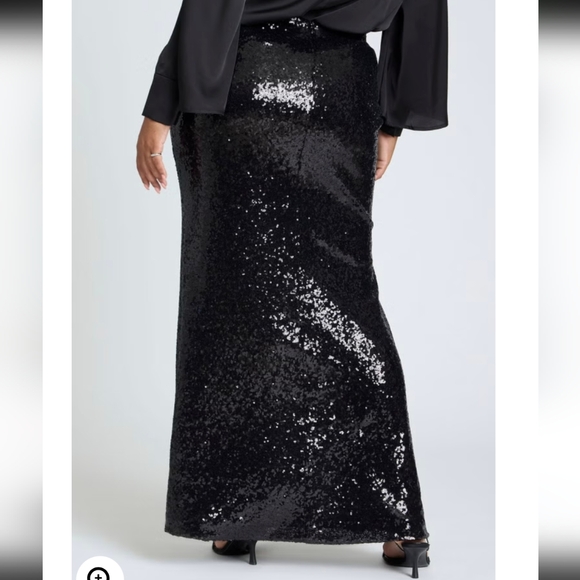 Eloquii Women's Dramatic Maxi Sequin Skirt NWT w/ Slit Black Special Occasion 20 - Picture 13 of 13